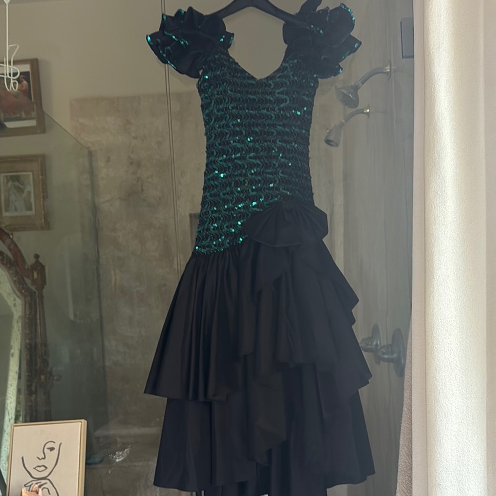 Black and Green Sequin Dress